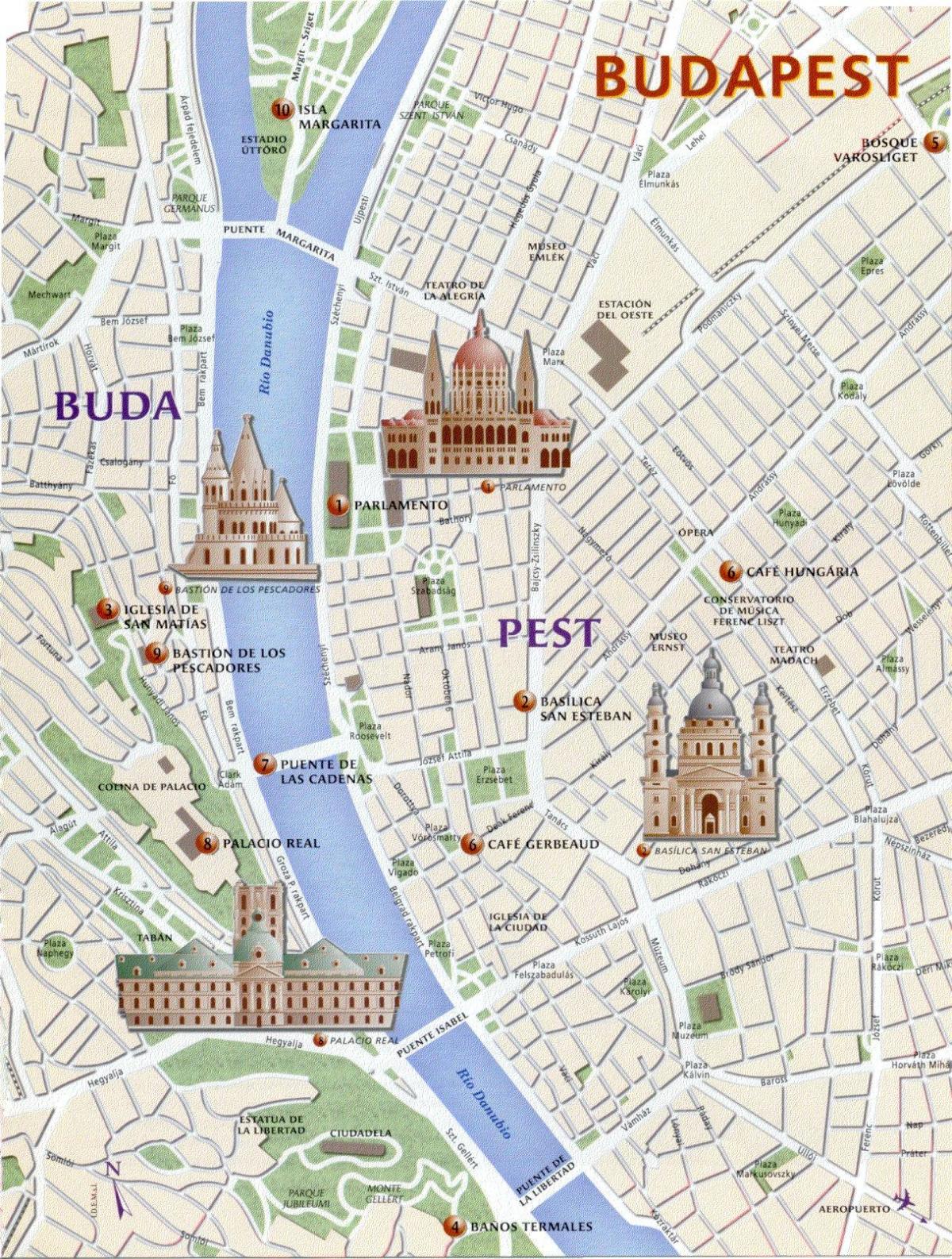 Будимпешта знаменитости карта