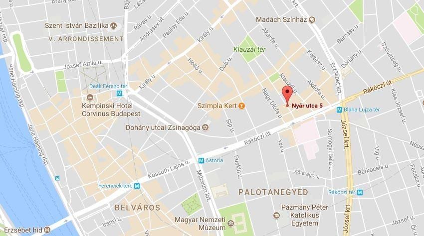 карта Будимпеште ред лигхт дистрицт
