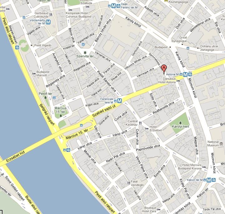 карта Будимпеште хостел