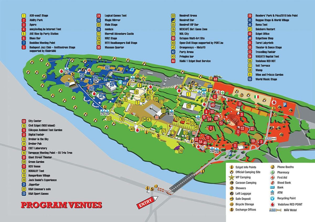 карта Sziget у Будимпешти