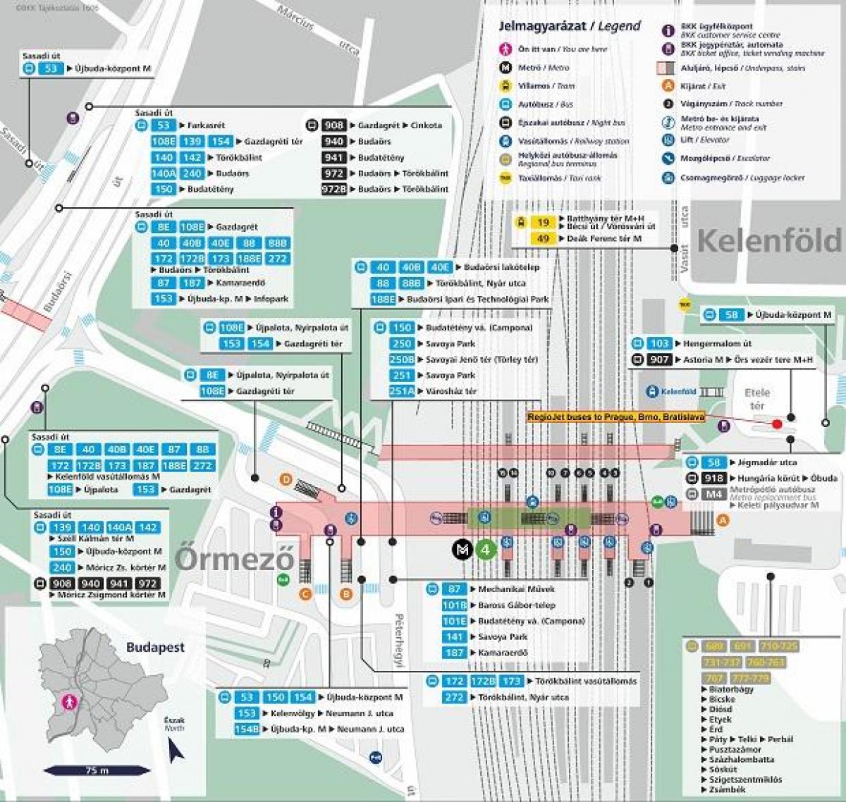 карта метро Будимпеште kelenfoe 