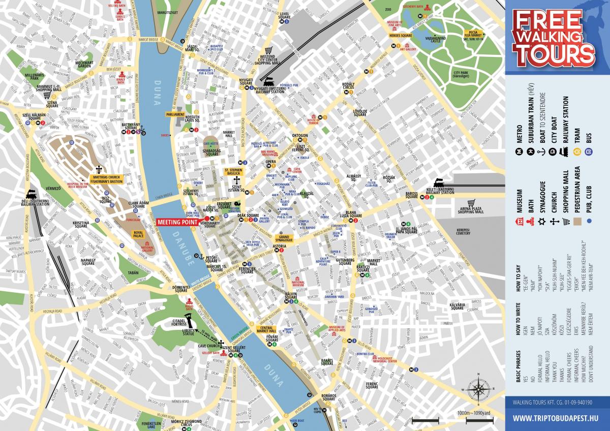 пешачка тура у Будимпешти мапи