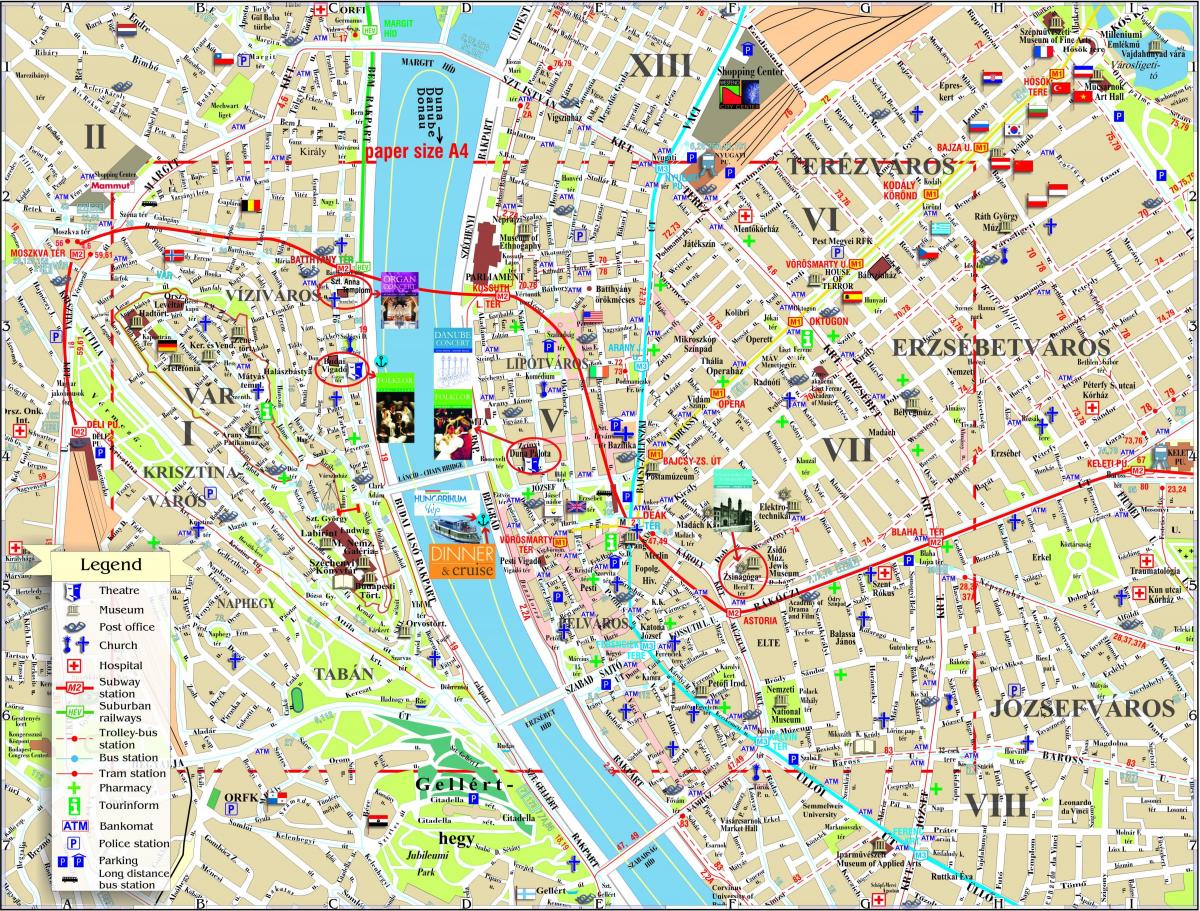 карта улицама центра града Будимпешта 