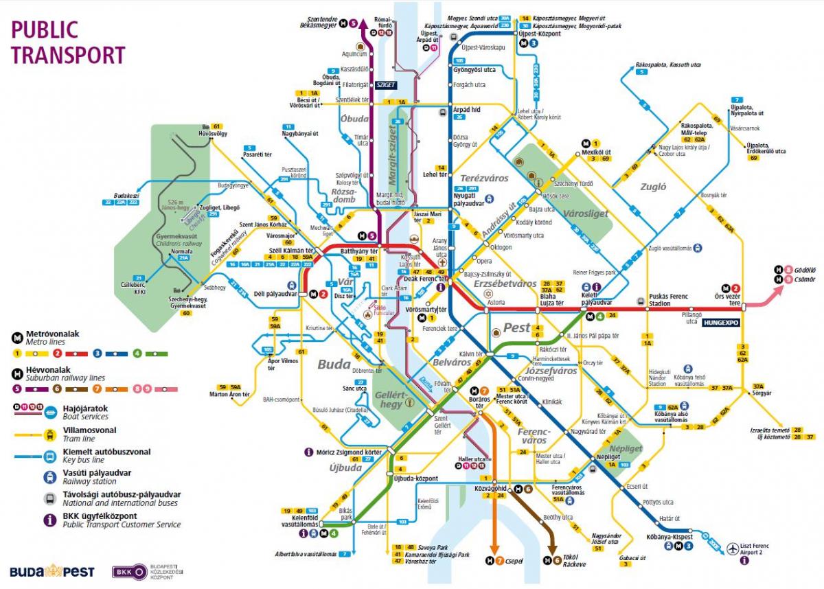 Будимпешта аутобуске линије на мапи
