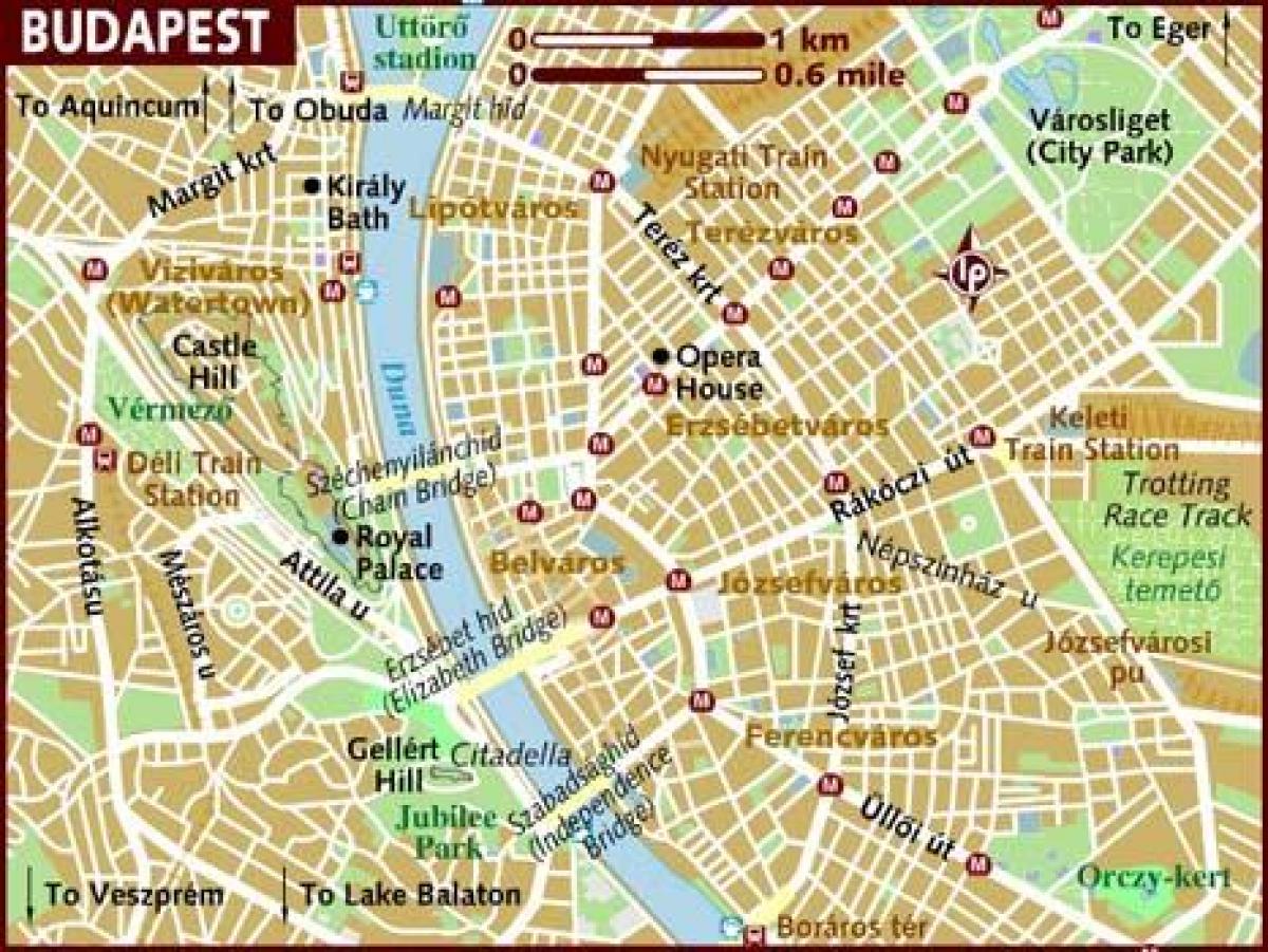 мапа града Будимпешта, Мађарска