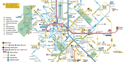 Карта Будимпеште у јавном превозу