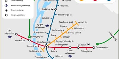 Карта метро у Будимпешти, Мађарска